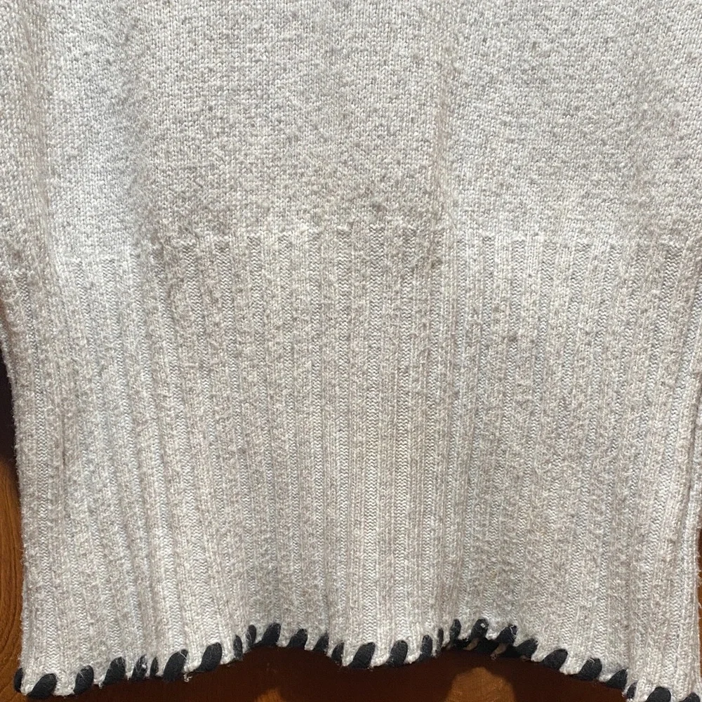 Chunky Wool Blend Light Gray Turtleneck Cozy Knit Sweater Fall - Picture 4 of 12